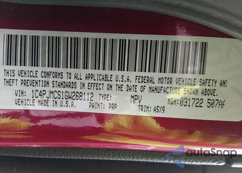 2016 Jeep Cherokee Latitude z USA, uszkodzony, nr VIN 1C4PJMCS1GW268112